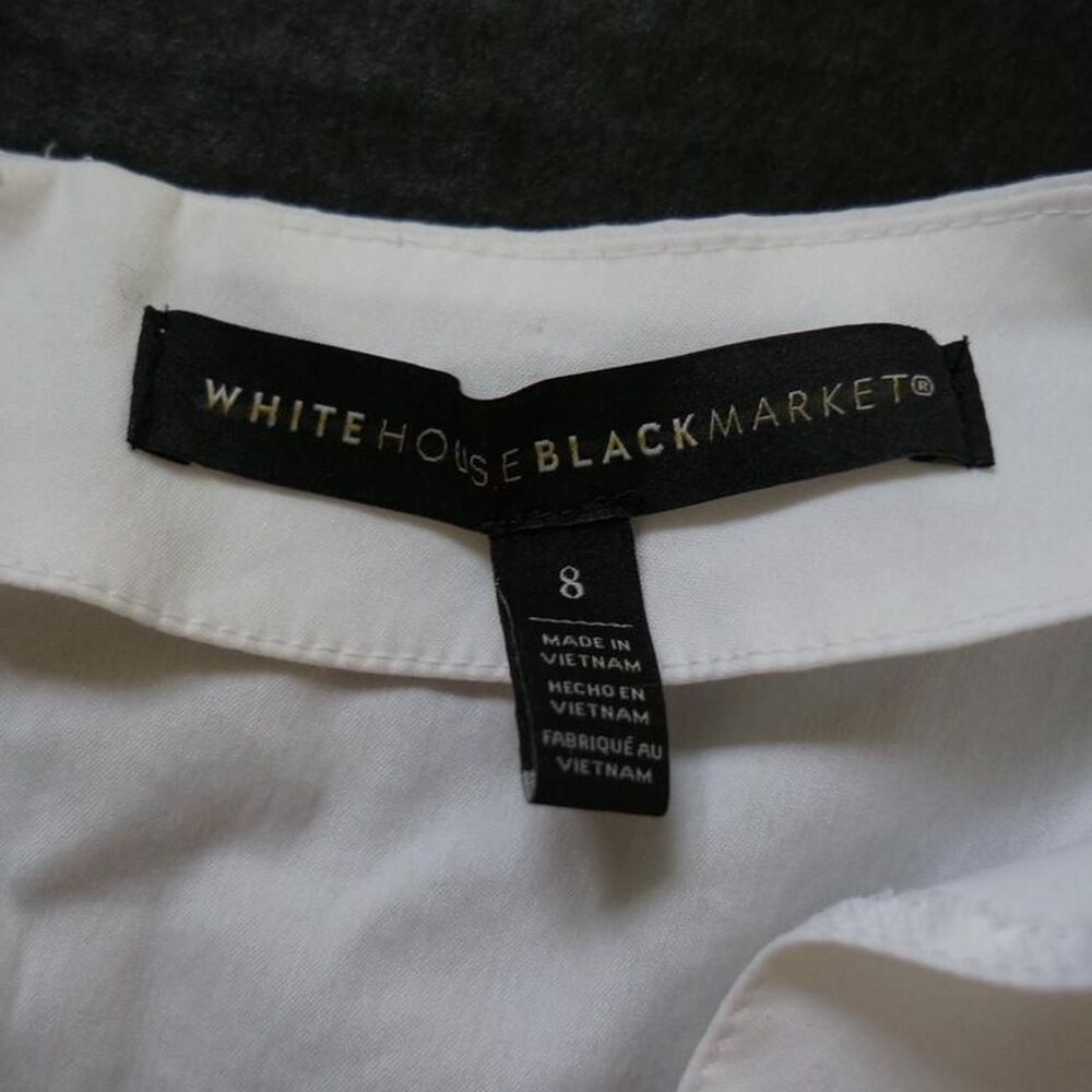White House Black Market V-Neck Ruched Button Up Top - Picture 7 of 8